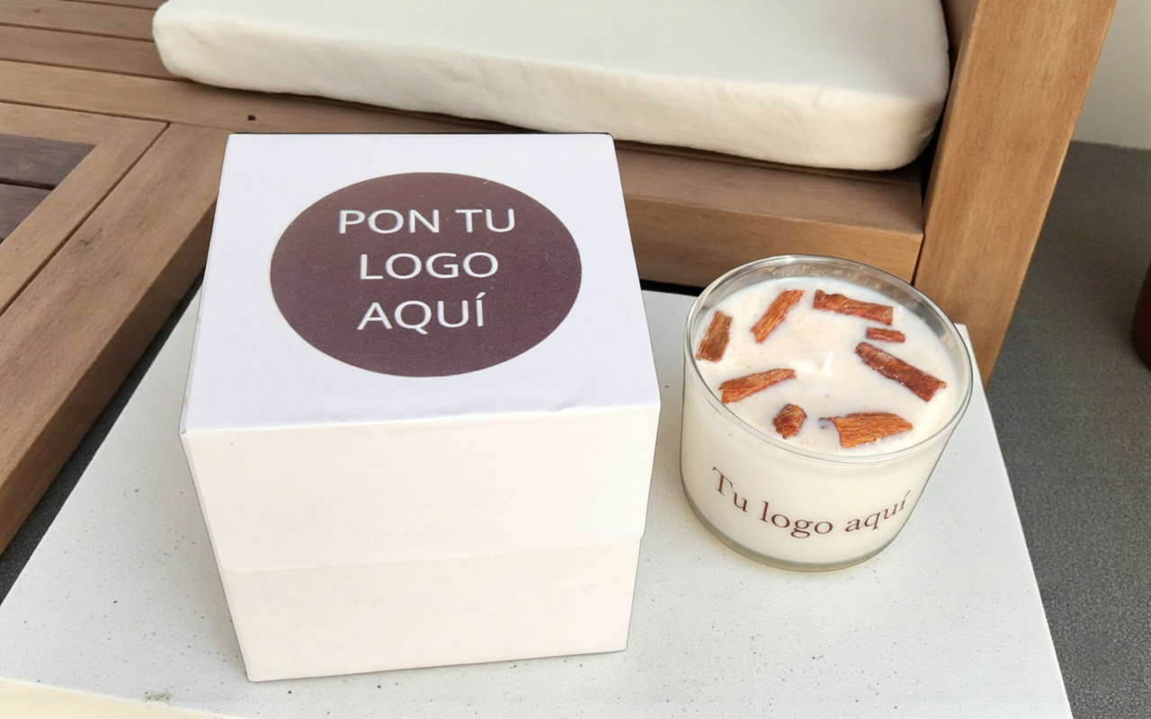 Vela con caja personalizada