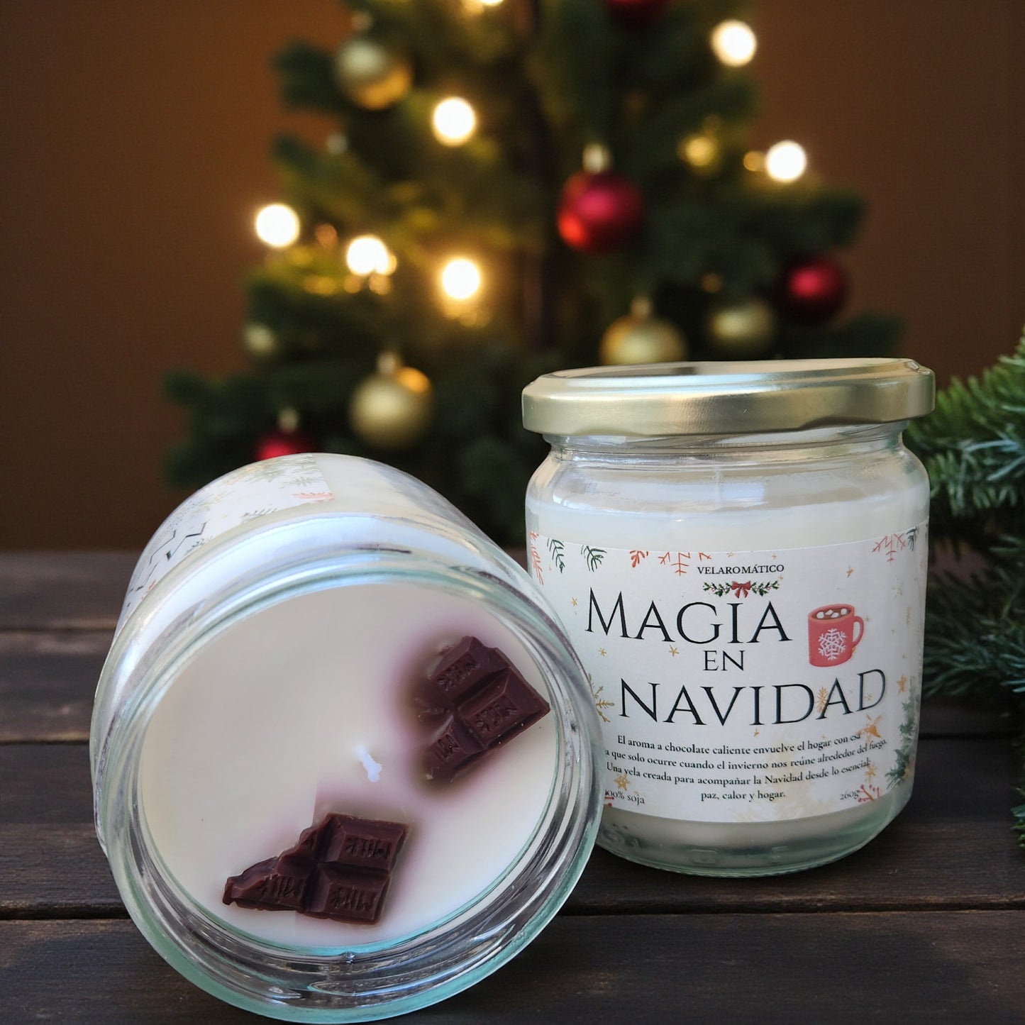 Magia en Navidad – Vela aromática de Chocolate Suizo