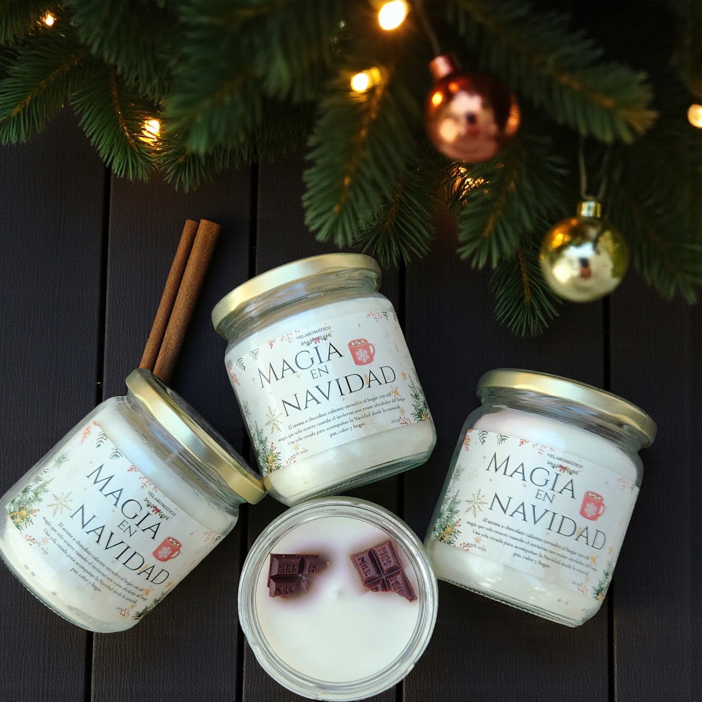 Magia en Navidad – Vela aromática de Chocolate Suizo